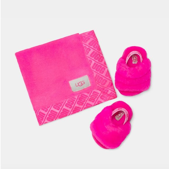 UGG Fluff Yeah Slide And Lovey in Pink , Red and Charcoal - Picture 5 of 13